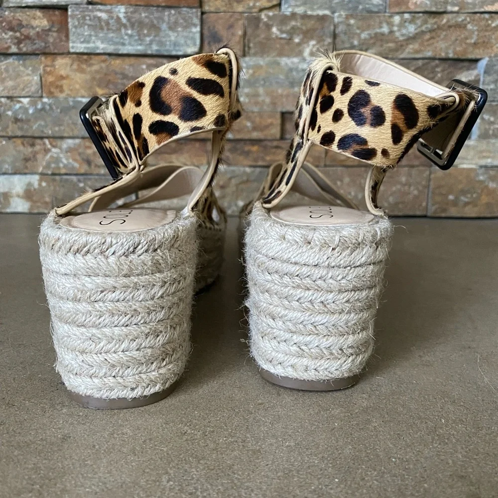Sole Society Platform Sandals Size 7.5 Espadrille Audrina Leopard Print Fun Sexy